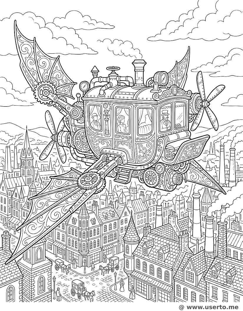Carruagem Vitoriana Voadora Steampunk