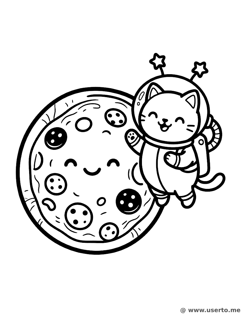 Gato Astronauta e Lua de Pizza