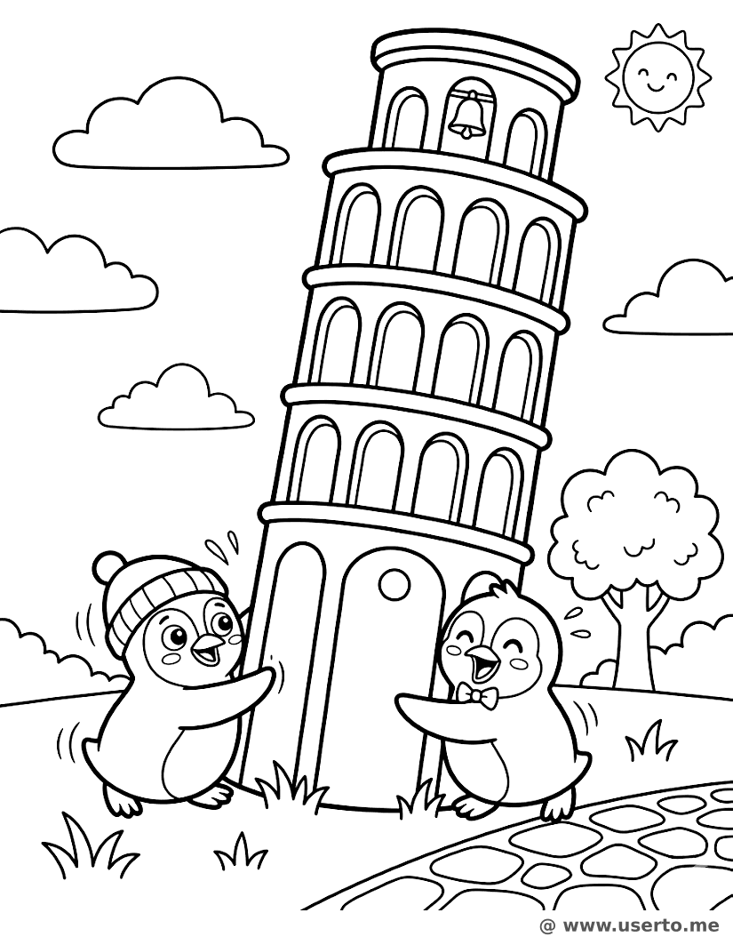 Penguins Pushing Pisa