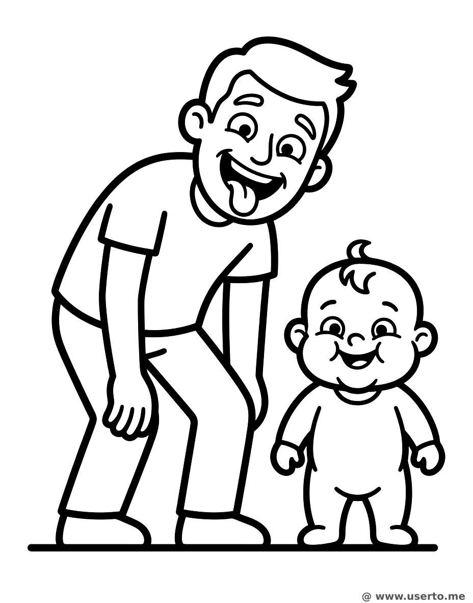 아빠와 함께 웃긴 표정 짓기