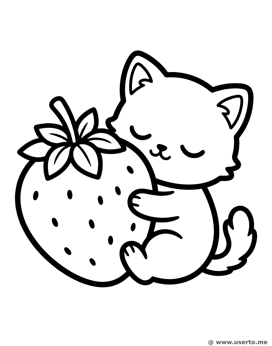 딸기 안고 자는 고양이