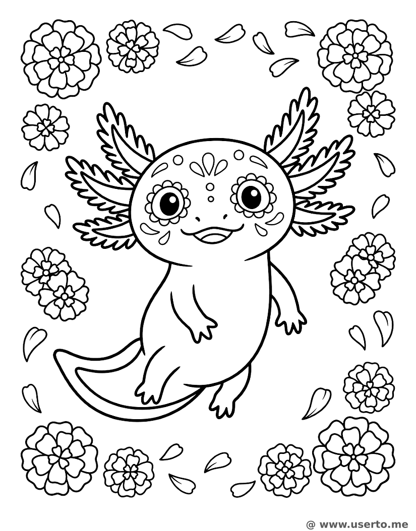 Axolote de Calavera de Azúcar