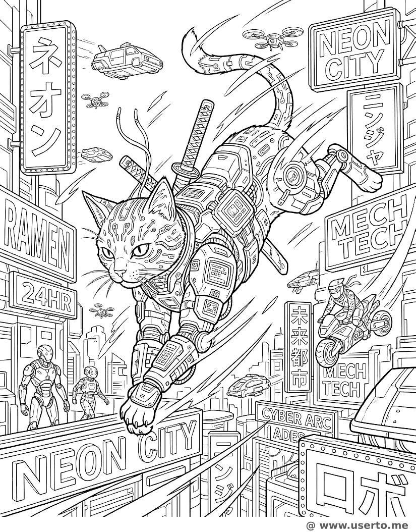 O salto na cidade do gato cibernético