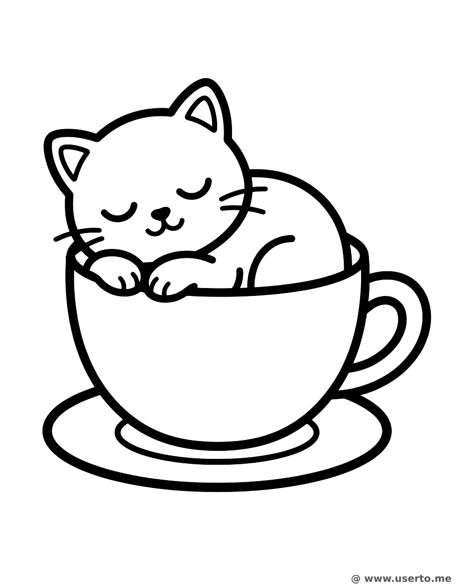 찻잔 속 아기 고양이