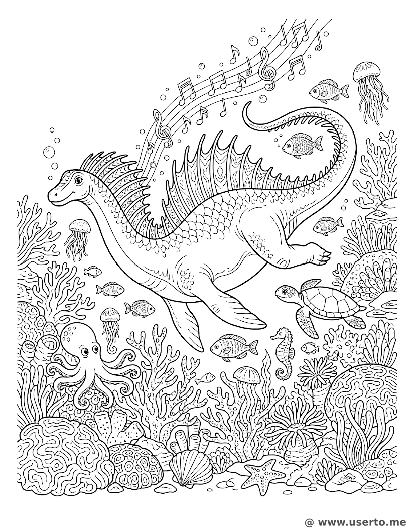Concierto de Amargasaurus en el arrecife de coral submarino