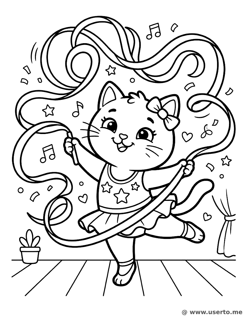 Graceful Cat Ribbon Dance