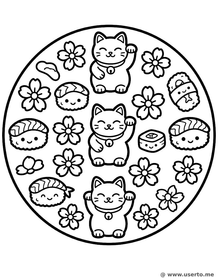 Gato da Sorte e Redemoinho de Sushi