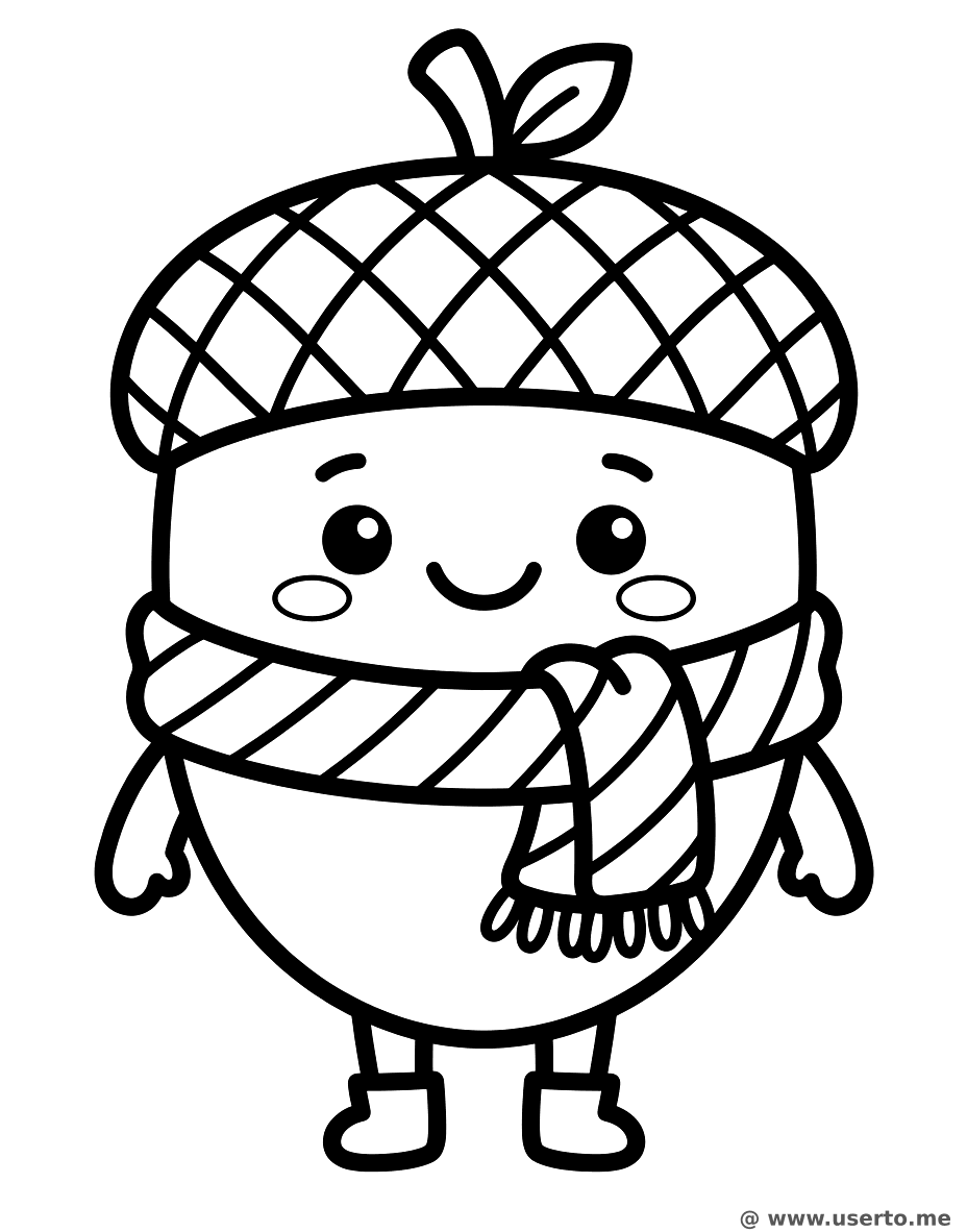 Cute Acorn with a Scarf