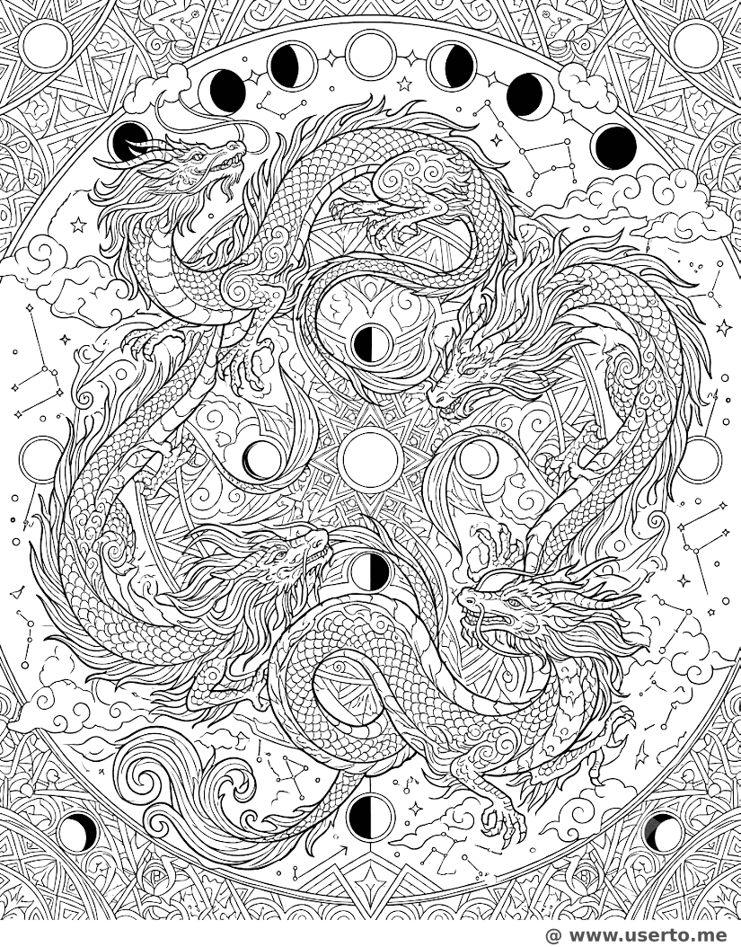 Mandala Caleidoscópio do Dragão Cósmico