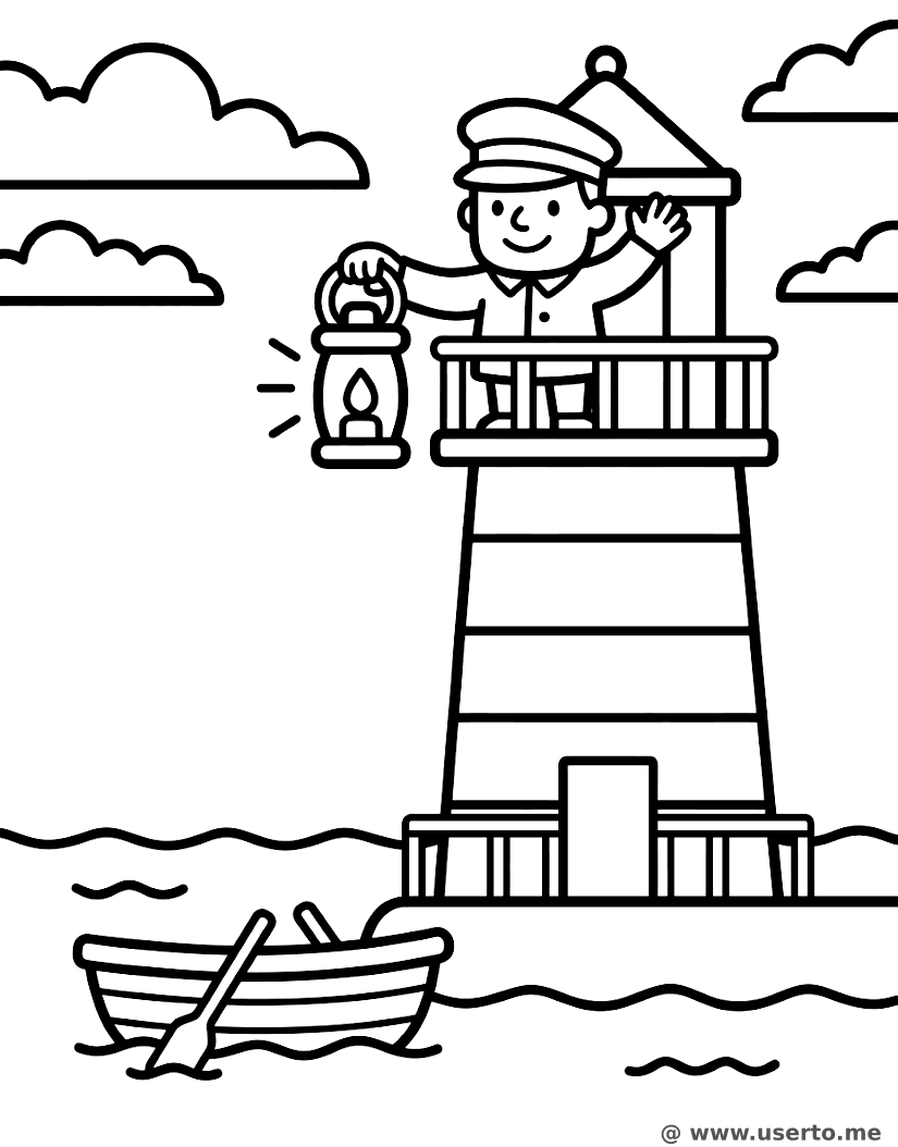 O bravo guardião do farol no mar