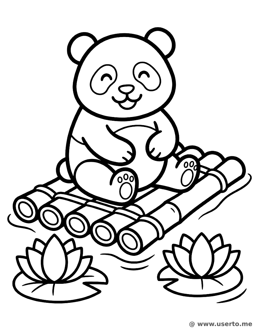 La balsa de bambú tranquila del Panda