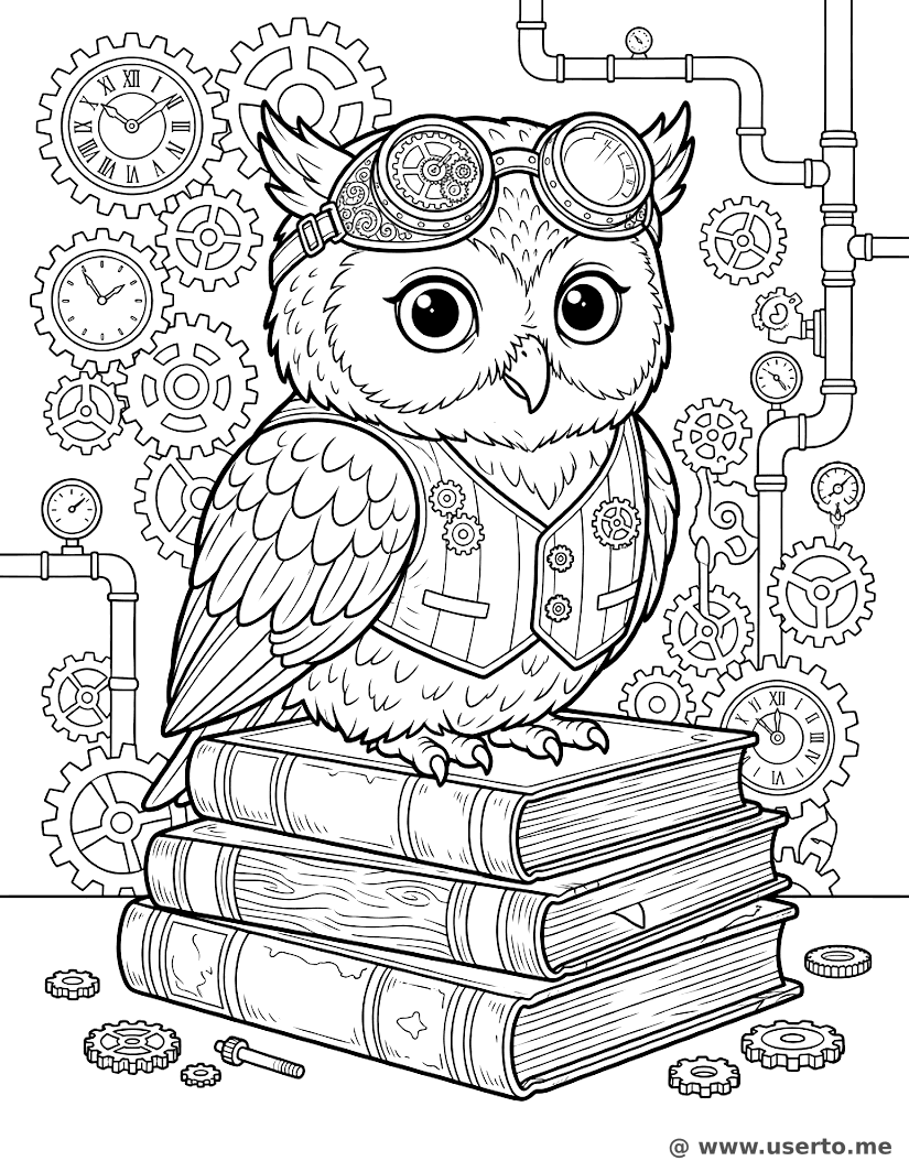 Steampunk-Gelehrten-Eule
