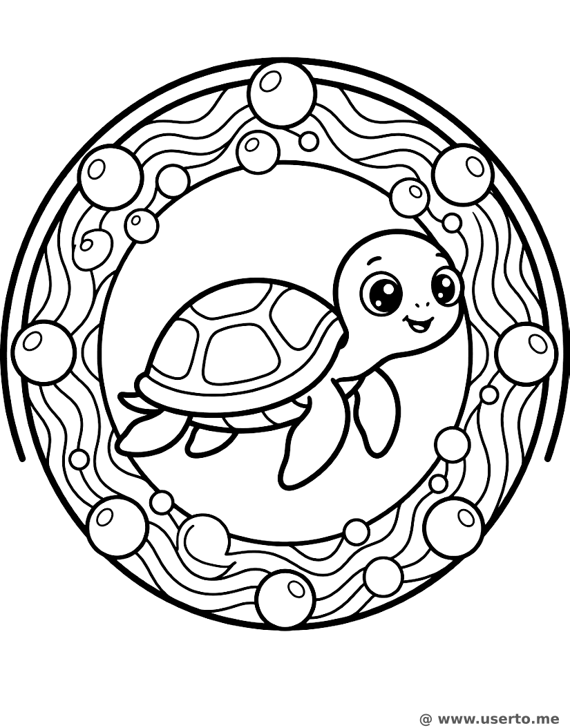 Playful Sea Turtle Swirl Mandala