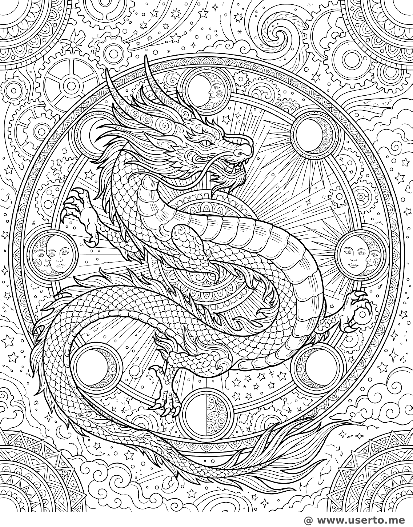 Mandala de Engranajes y Dragón Celestial