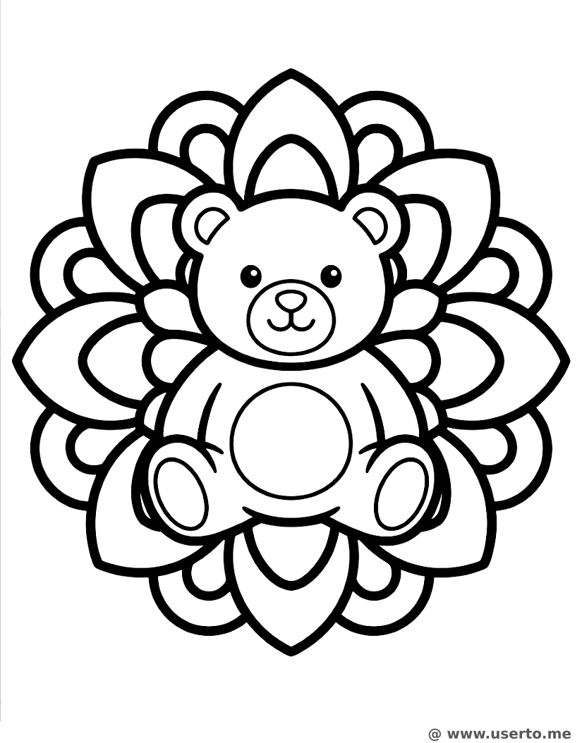 Mándala Geométrico del Oso Feliz