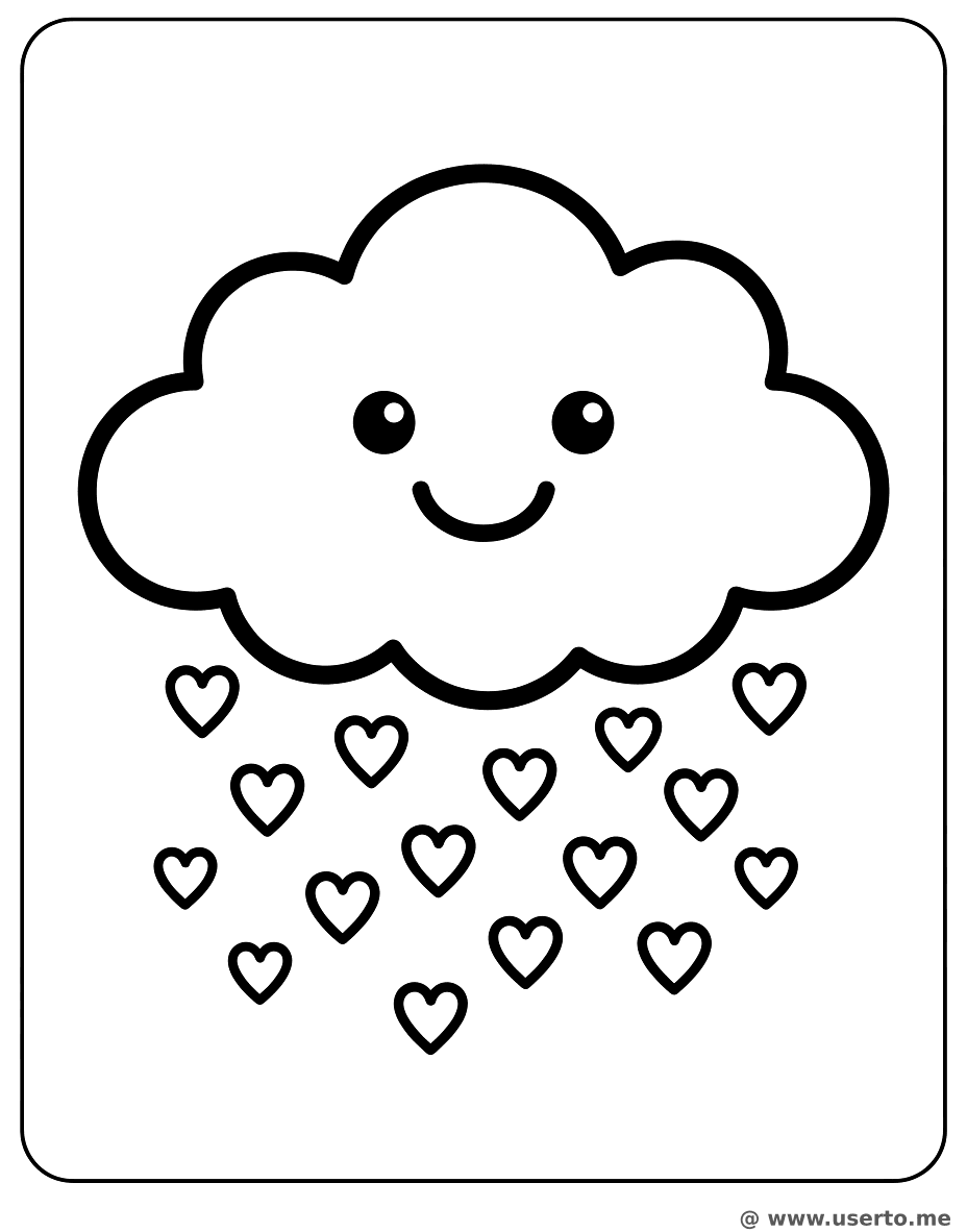 하트 비를 뿌리는 구름