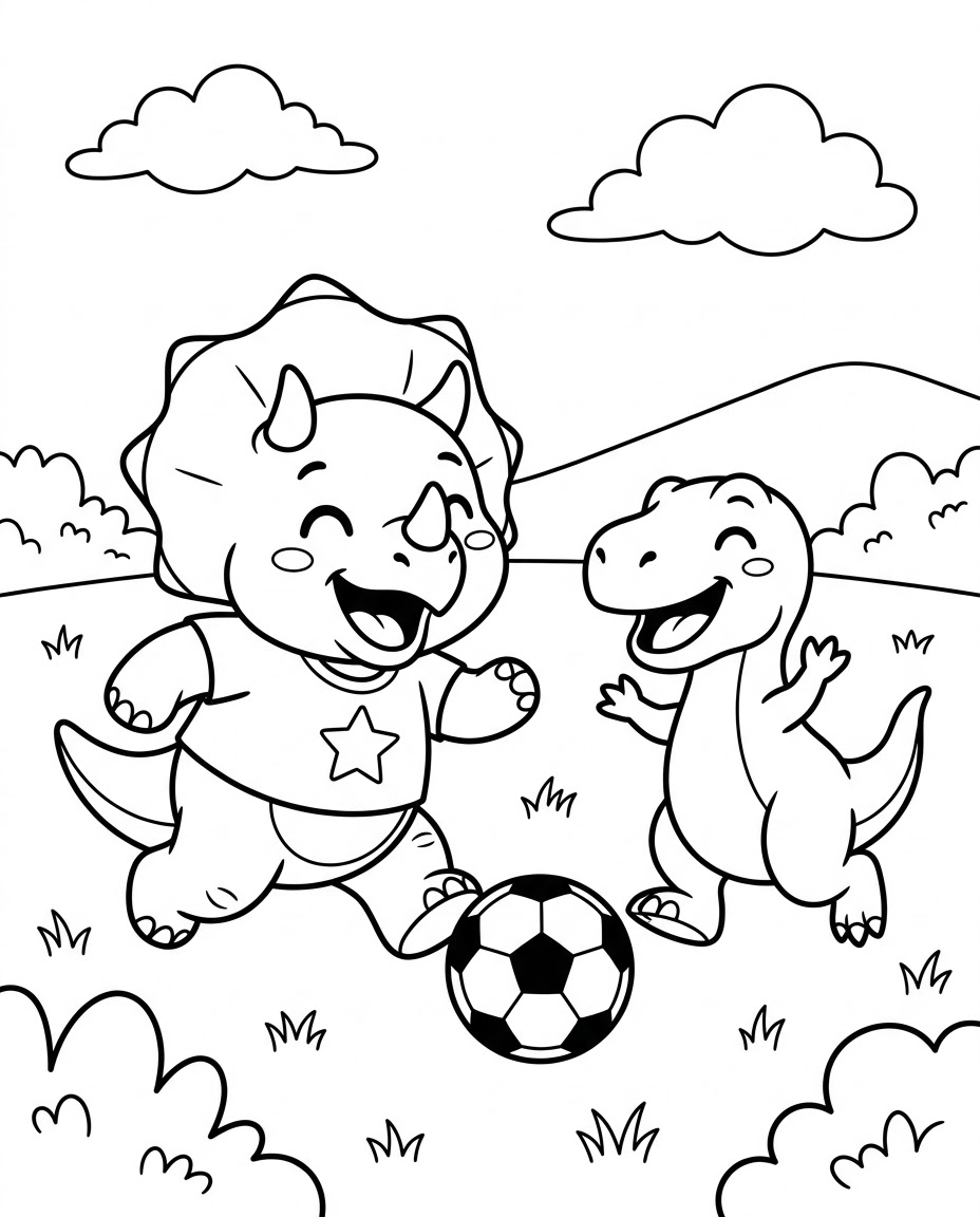 Little Dinos Playing Soccer