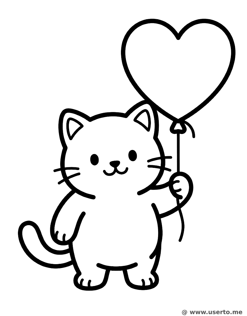 Gatinho Feliz com Balão