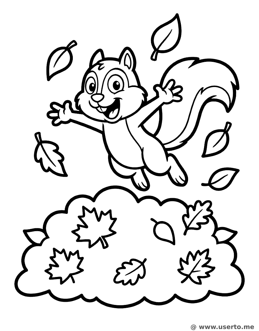 Squirrel's Autumn Leaf Pile