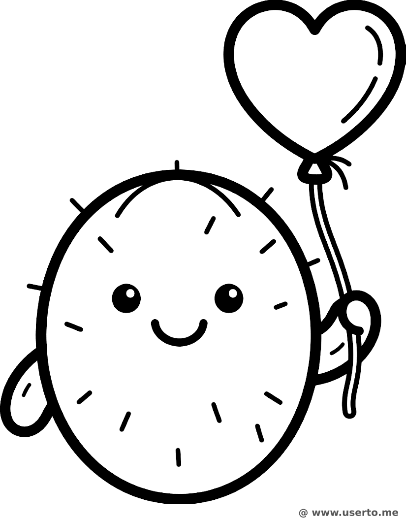 Freundlicher Kaktus, der einen Ballon umarmt