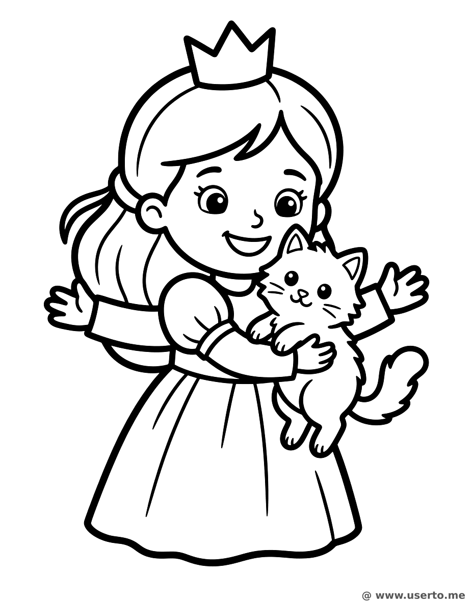 Princess and Her Fluffy Kitten