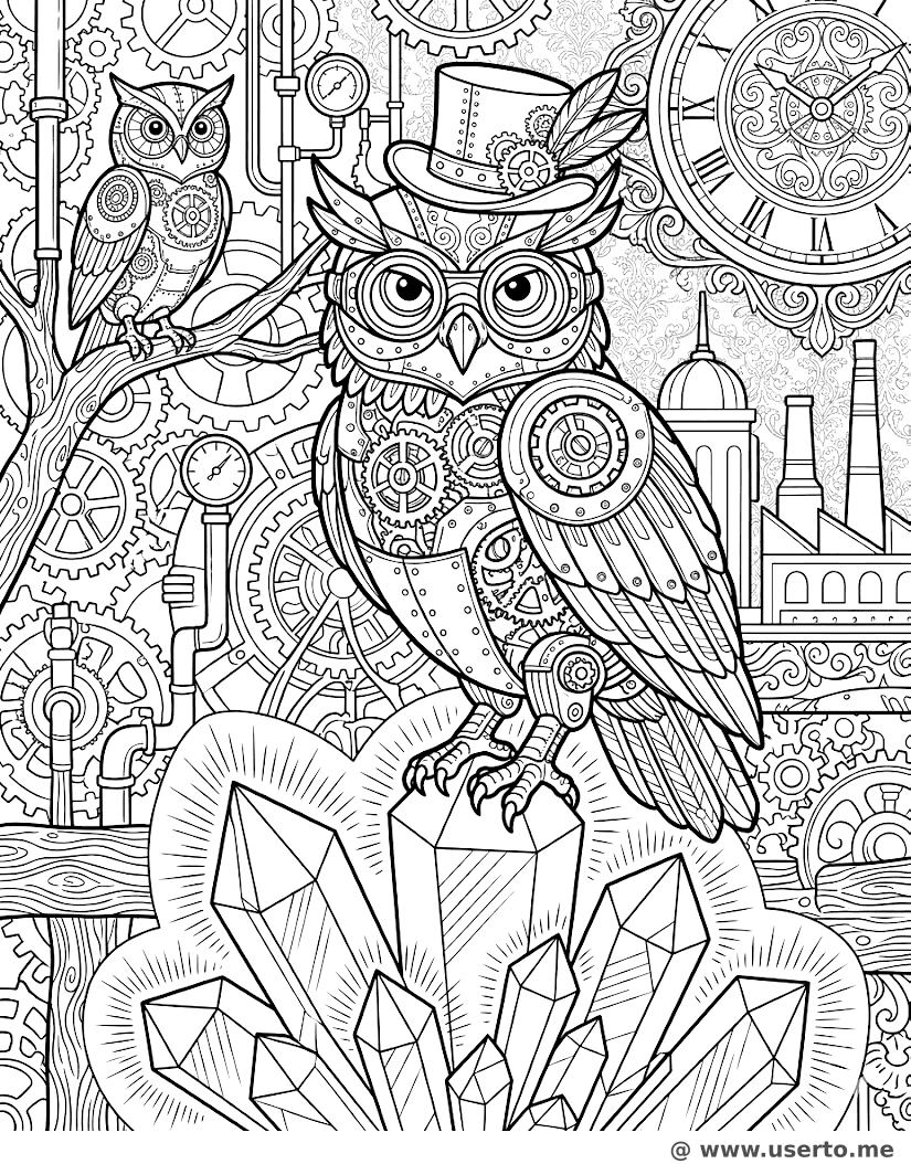 Steampunk Owl Researcher