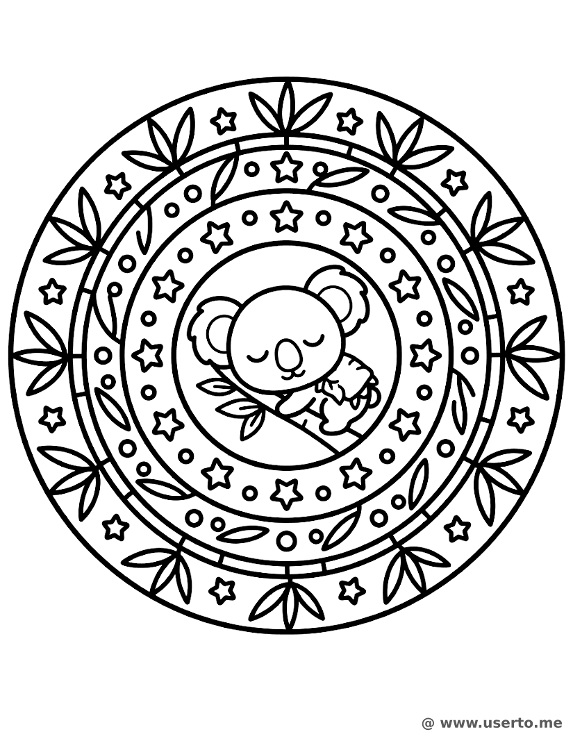 Schläfriger Koala Bambus-Mandala