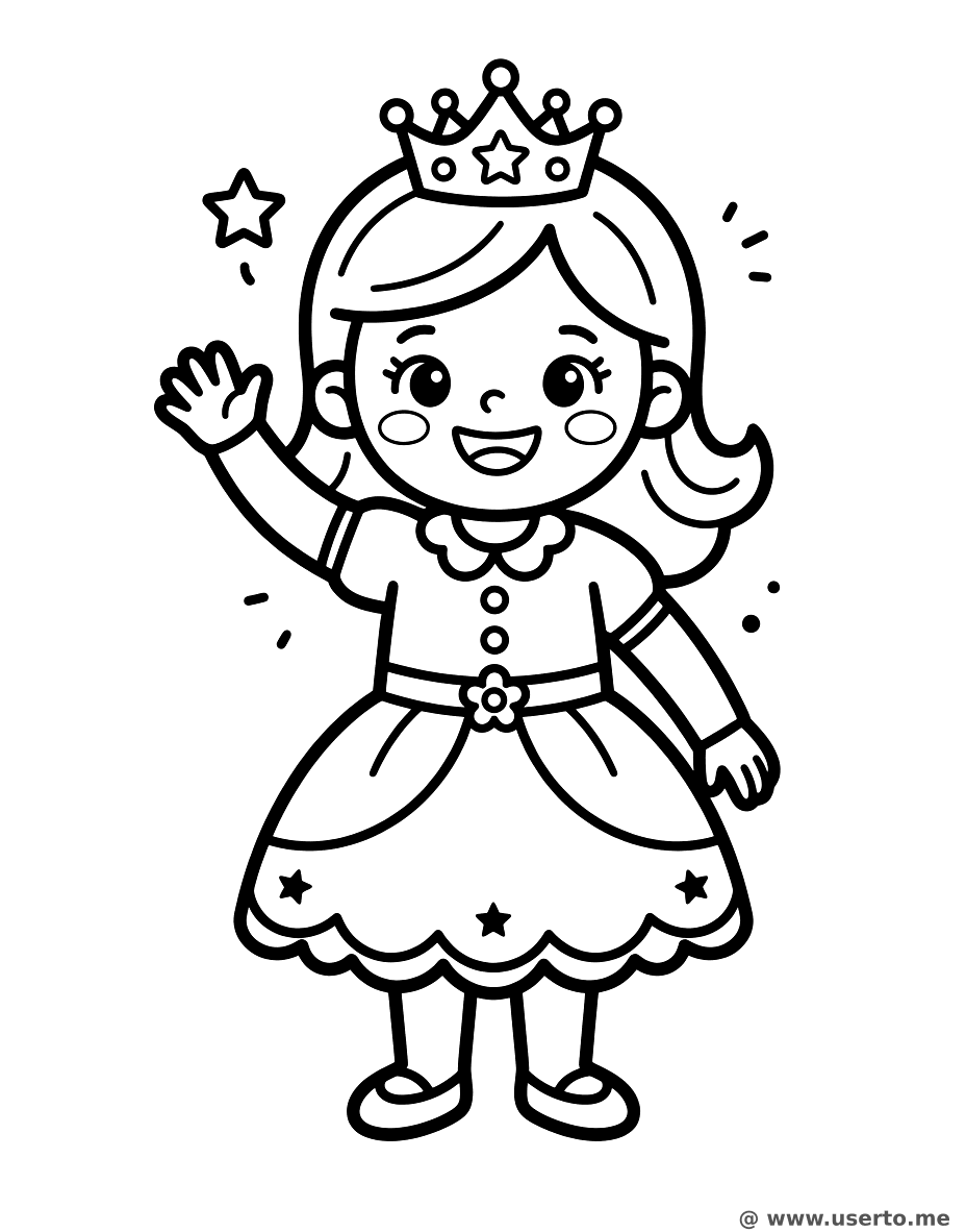 Pequena Princesa Sorridente Acenando