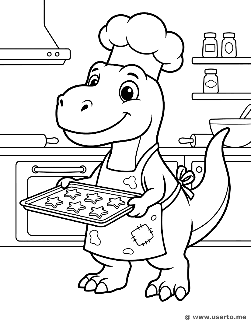 Dino Chef Baking Cookies