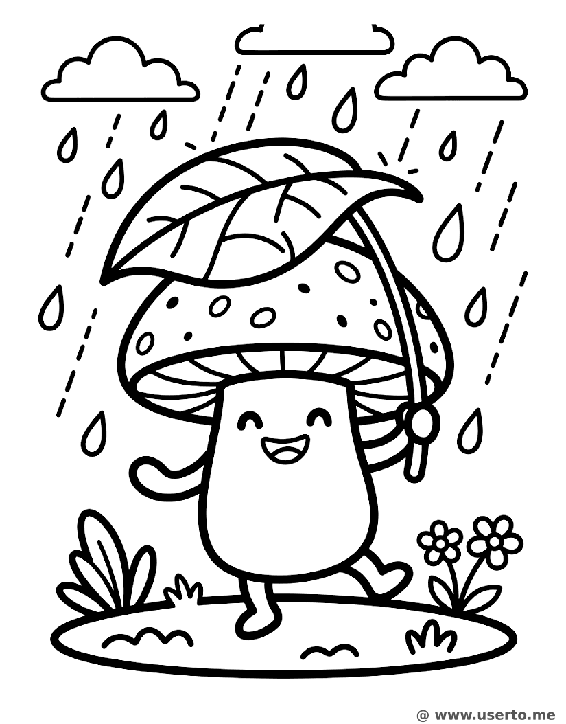 Tanzender Pilz im Regen