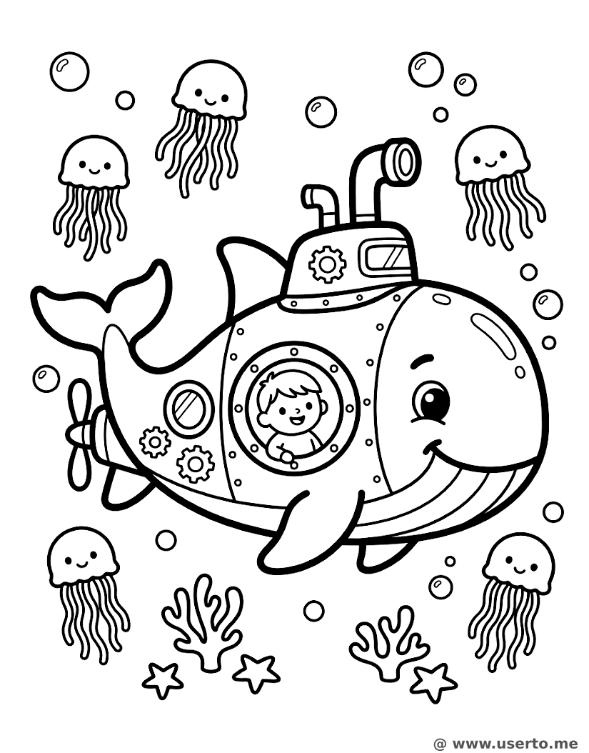 Submarino Amigável em Forma de Baleia