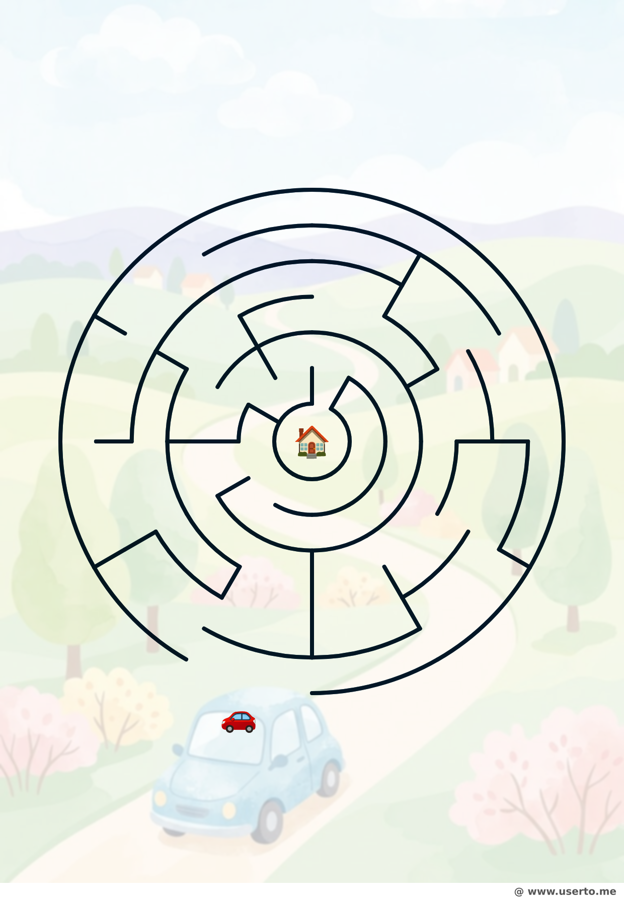 Das kleine Auto fährt nach Hause