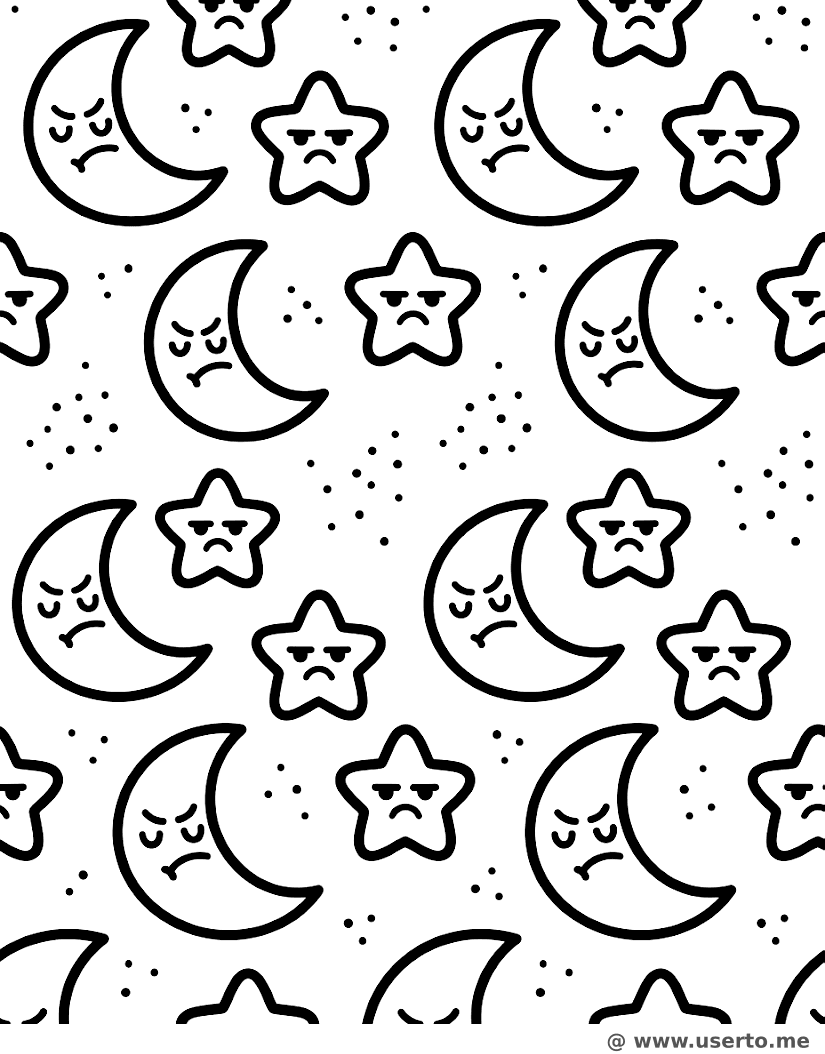 Verschlafener Mond und mürrisches Sternenmuster