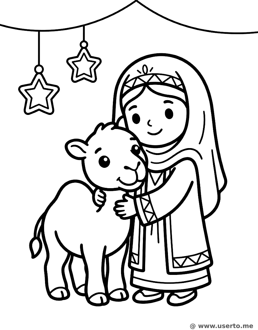 Princesa do Deserto Abraçando um Camelinho