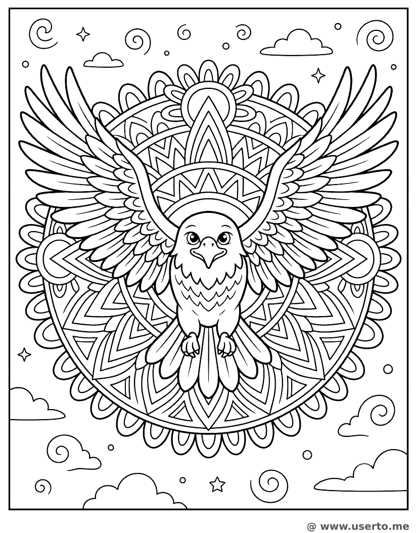 Aztec Sun Eagle Sky Mandala