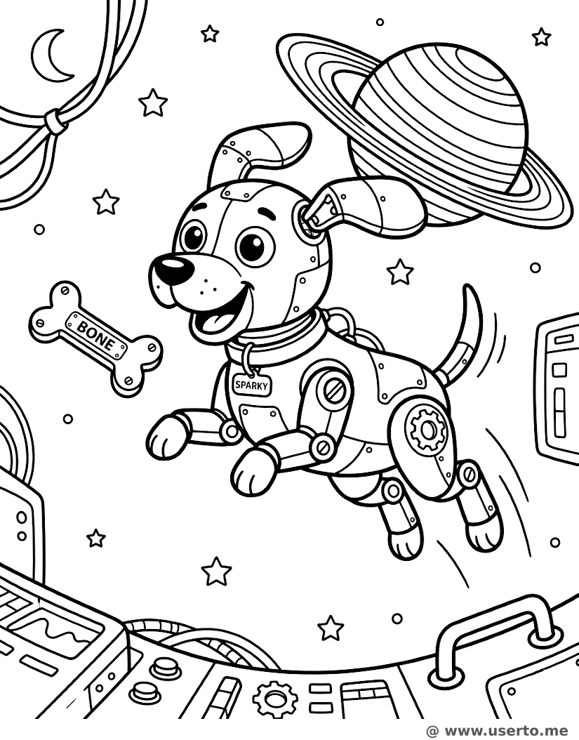 La persecución de satélites del perrito robot