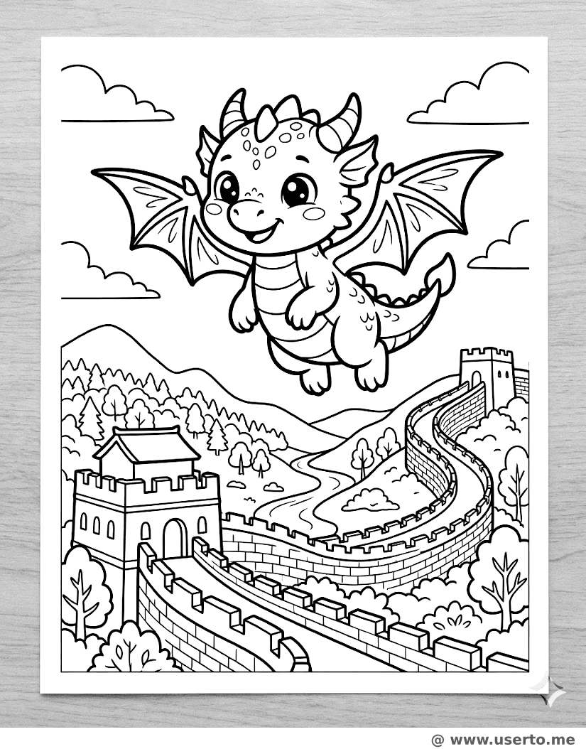 Dragón Simpático en la Gran Muralla