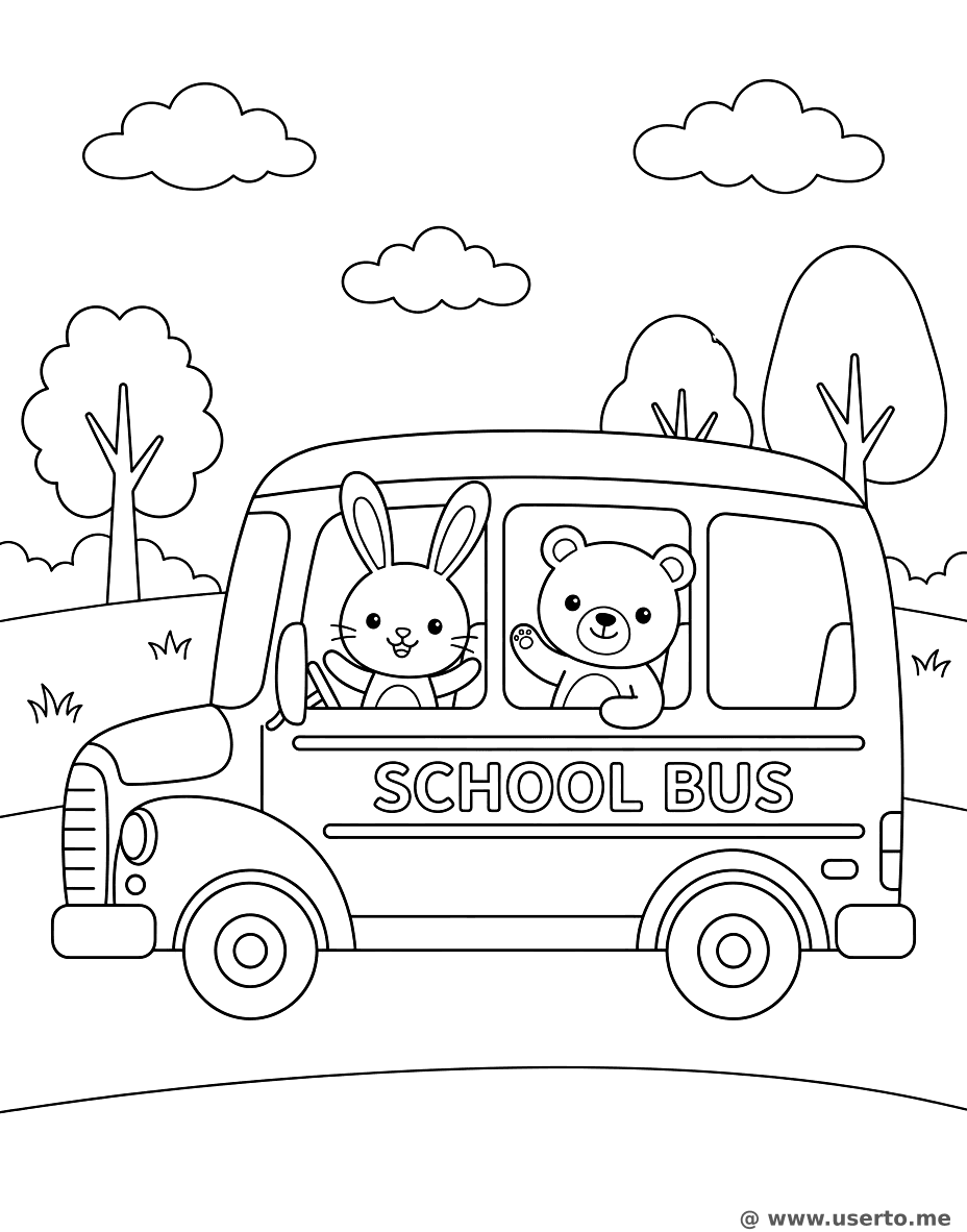 동물 친구들의 스쿨버스