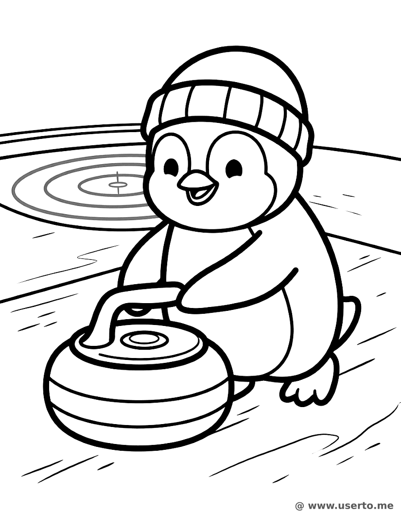 A Diversão do Pinguim no Curling