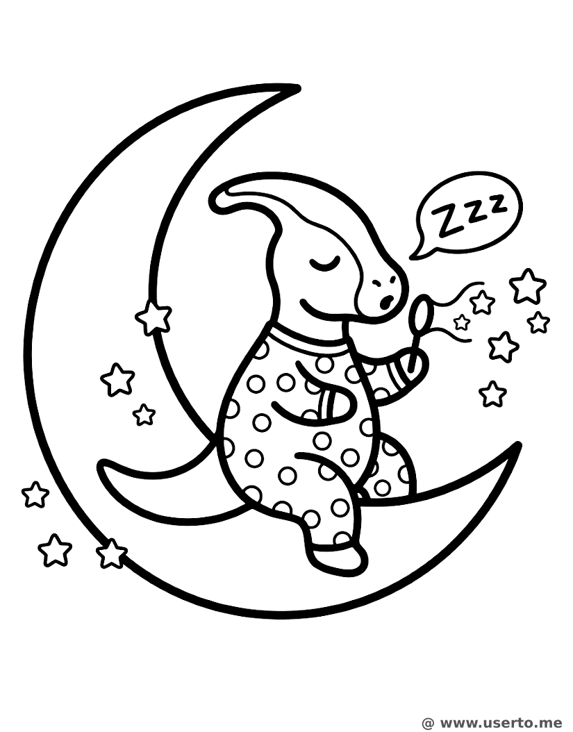 Parasaurolofo sonolento observando as estrelas na Lua