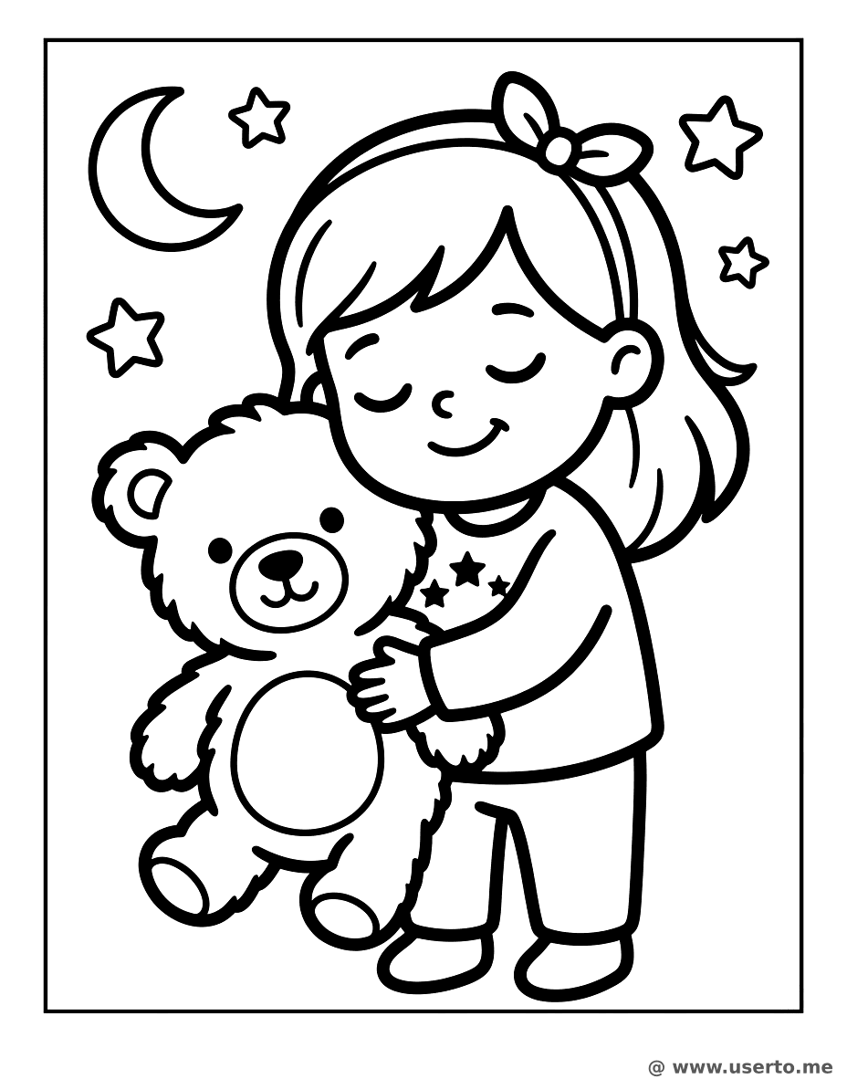 곰인형과 꼭 붙어 자는 졸린 공주님