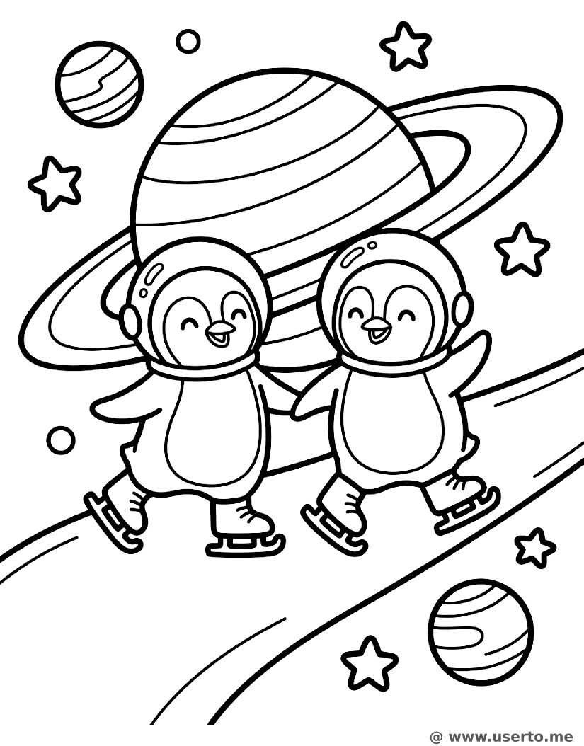 Penguins Skating on Saturn's Rings