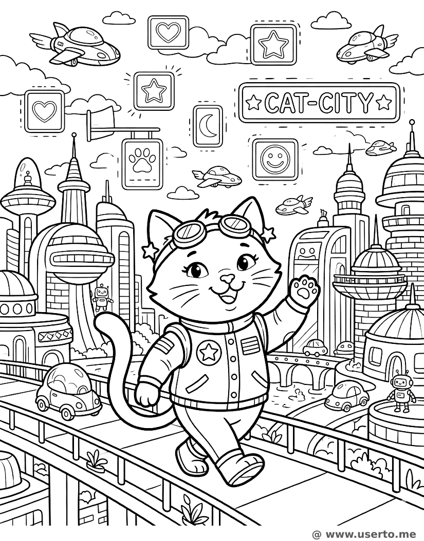 Neon-Stadt Entdecker-Katze