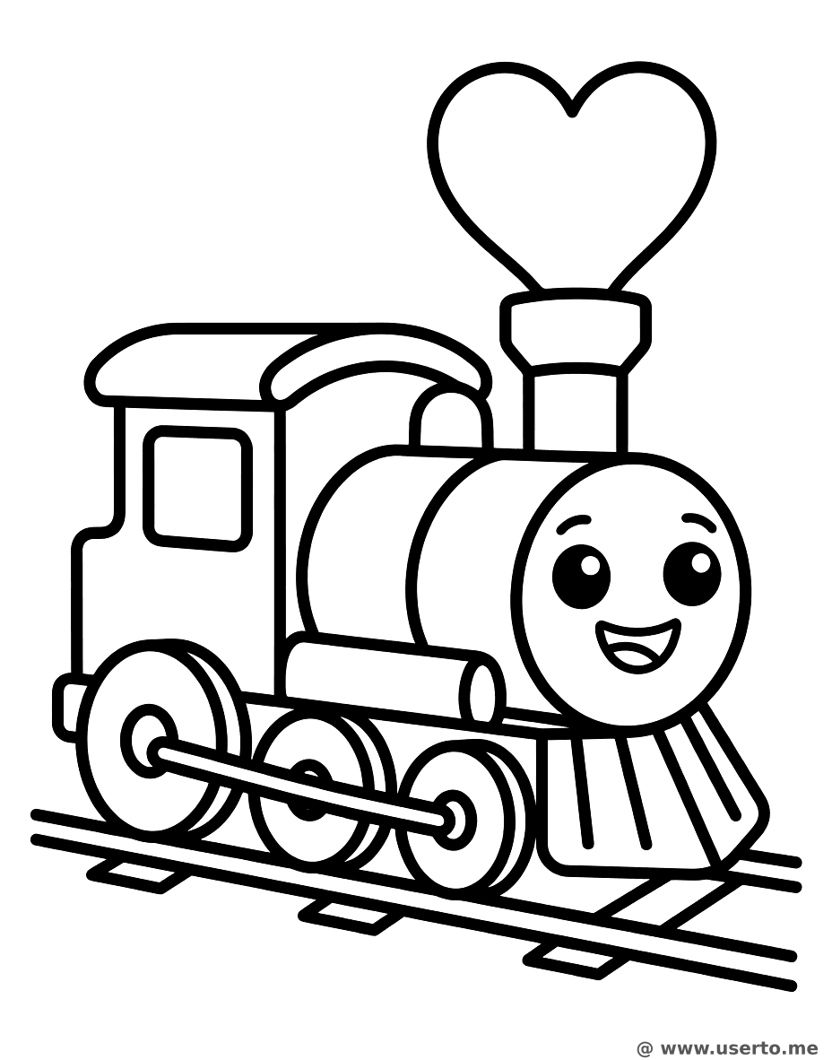 다정한 뭉게뭉게 증기 기차