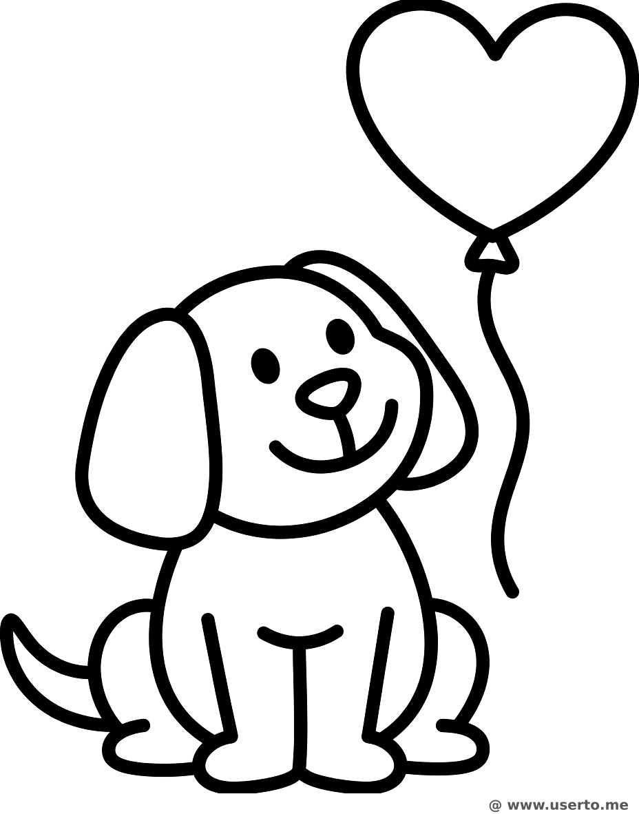 Glücklicher Welpe mit einem schwebenden Herzen