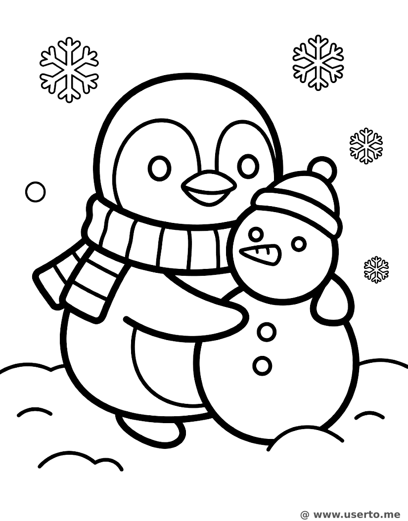 Penguin's Snowman Friend