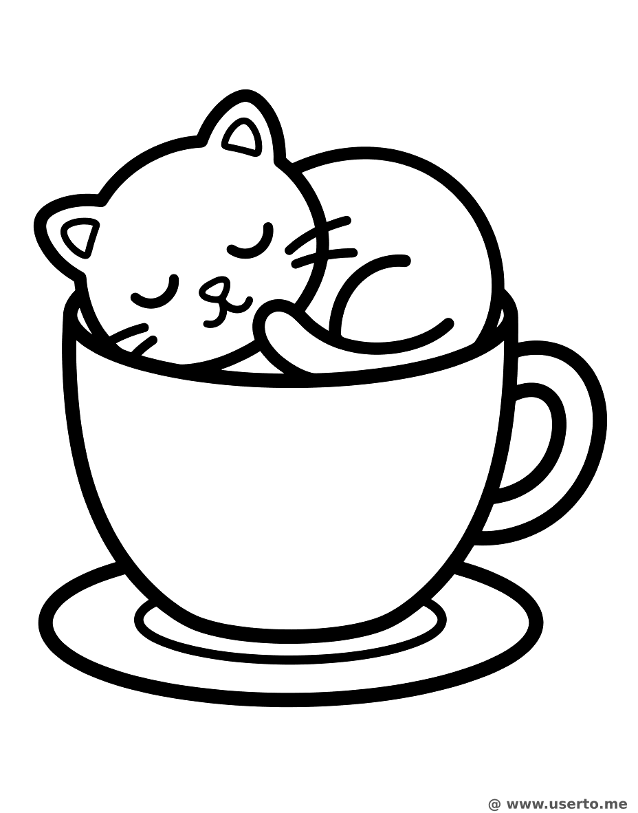 찻잔 속 아기 고양이