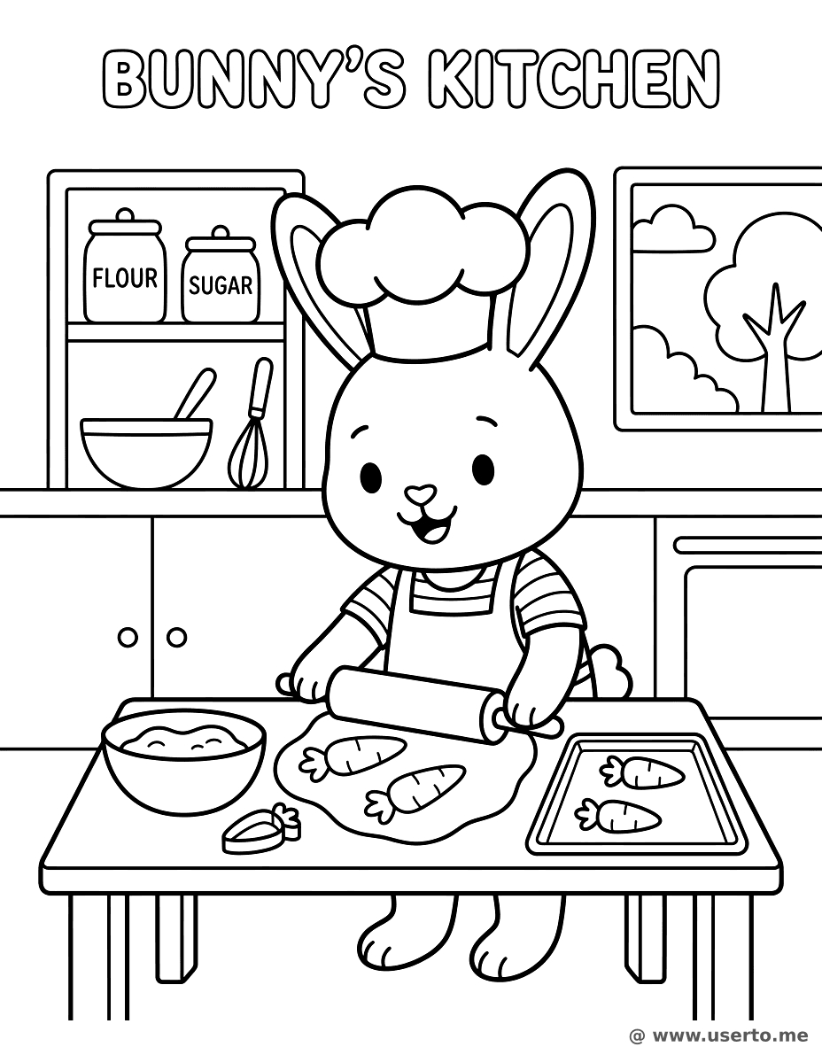 쿠키 굽는 토끼 요리사