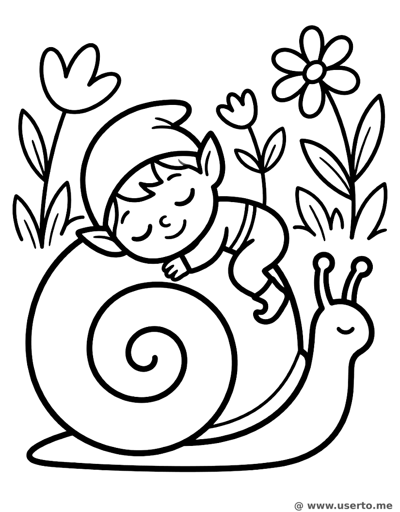 Little Elf's Snail Ride