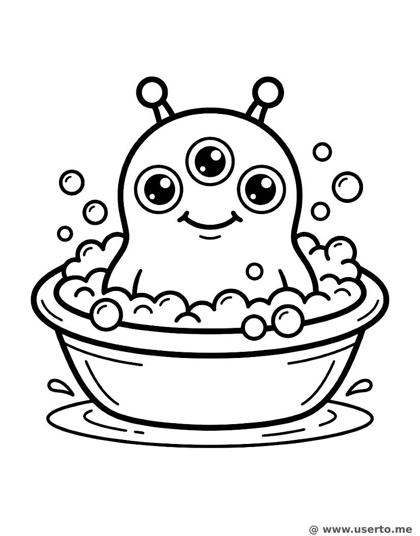 Das sprudelnde Bad des Baby-Aliens